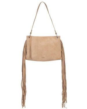 ESTRO Velourschultertasche Mit Langen Fransen - Natur