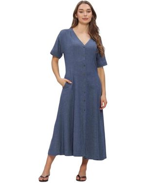 Moss Copenhagen Kleedjes ,Blauw ,Linnen Ginia 2/4 Dress