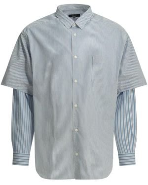 Comme des Garçons Gestreepte Gelaagde Shirt - Blauw