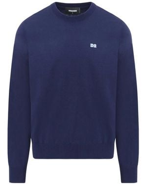 DSquared² Plate Branding Wollpullover - Blau