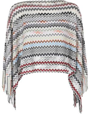 Missoni Jassen ,Veelkleurig ,Poncho Zig Zag - Wit