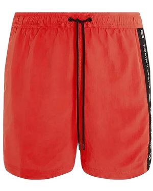 Tommy Hilfiger Storm-fit medium drawstring side tape swimsuit - Rot