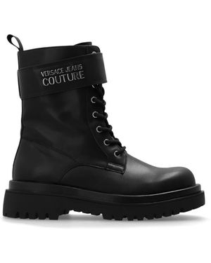 Versace Schwarze Logo Kampfstiefel