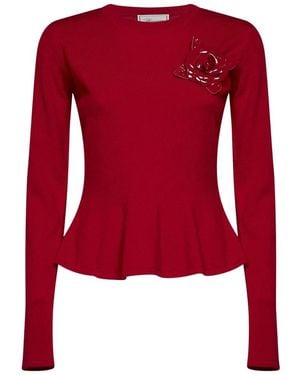 Blumarine Round-Neck Knitwear - Rojo