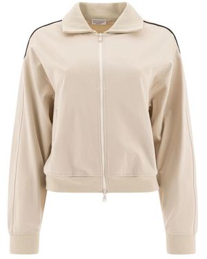 Brunello Cucinelli Witte Sweatshirt Voor Vrouwen Stijlvol Ss25 - Naturel
