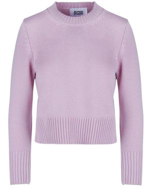 Alpha Studio Round-Neck Knitwear - Morado