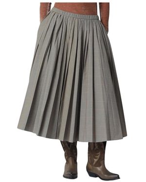 6397 Geplooide Rok Met Elastische Taille - Grijs