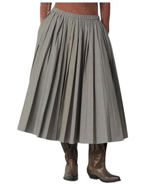 6397 Geplooide Rok Met Elastische Taille - Grijs