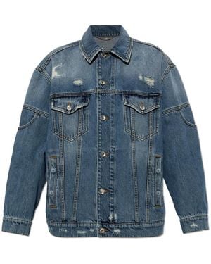 Dolce & Gabbana Jassen ,Blauw ,Denim Vintage-Effect Denim Jacket