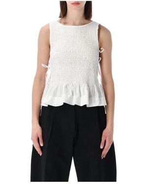 Ganni Sleeveless Tops - White