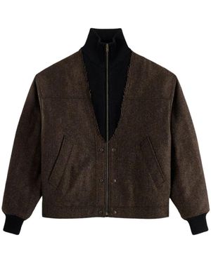 Maison Margiela Jassen ,Bruin ,Wol Visgraat Rits Bomberjack - Zwart