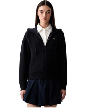 Lacoste Zipped Piqué Hoodie - Schwarz
