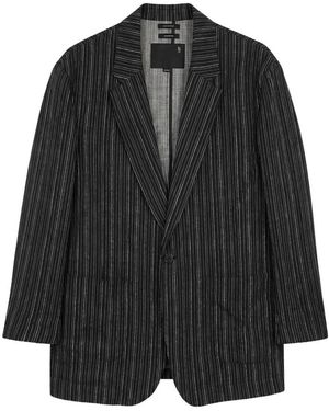 R13 Jassen ,Grijs ,Linnen Elongated Oversized Ragged Blazer - Zwart