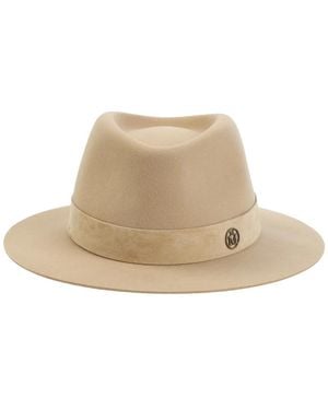 Maison Michel Accessoires ,Suède Andre Suede Hoed - Naturel