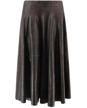 Alysi Rokken ,Bruin ,Leer Leren Rok - Zwart