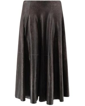 Alysi Rokken ,Bruin ,Leer Leren Rok - Zwart