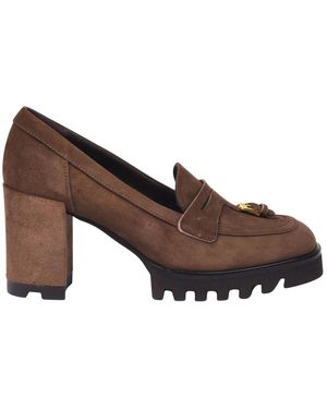 Baldinini Schoenen ,Bruin ,Leer Suede Heeled Loafer