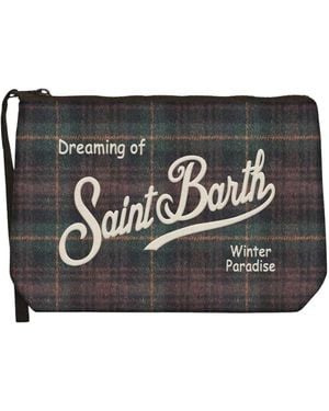 MC2 Saint Barth Tassen ,Veelkleurig ,Wol Aline Wool Tartan Clutch - Zwart