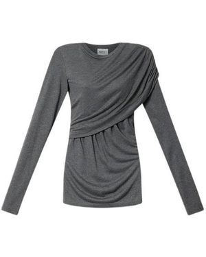 Isabel Marant Tops ,Grijs ,Dressi Jersey Top Met Draping - Zwart
