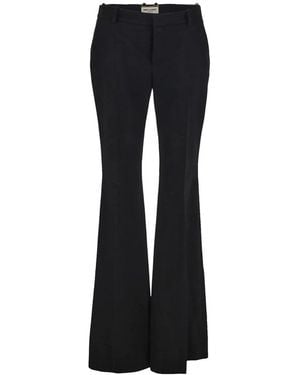 Saint Laurent Schwarze wollhose mit knopfverschluss