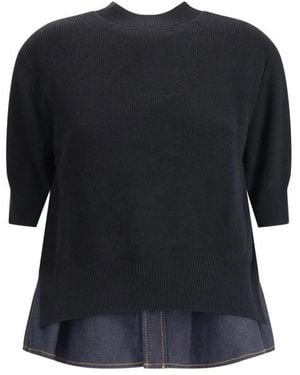 Sacai Round-Neck Knitwear - Zwart