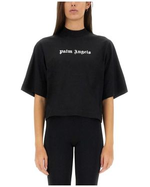 Palm Angels Classic Logo Cropped T-Shirt - Zwart