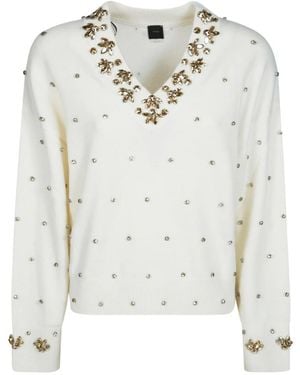 Pinko V-Neck Knitwear - Blanco