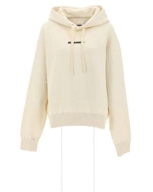 Jil Sander Gedrukte Logo Hoodie - Naturel