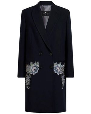 Etro Double-Breasted Coats - Blue