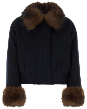 Self-Portrait Wool Blend Bomber Jacket - Zwart