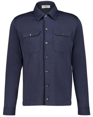Piacenza 1733 Seiden-Baumwoll-Overshirt - Blau