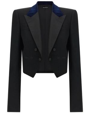 Tom Ford Jassen ,Zwart ,Wol Scherpe Smoking Blazer