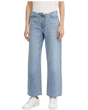 DKNY Relaxed Straight Leg Jeans Mit Kordelzug, Mittelhoher Bund - Blau