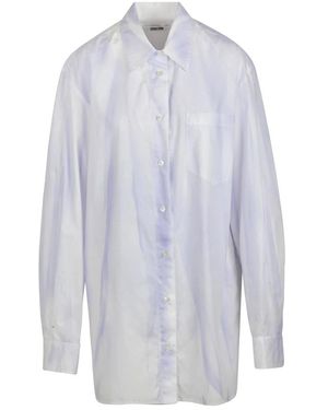 Grifoni Tie-Dye Poplin Overhemd - Blauw
