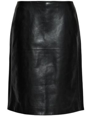 Jil Sander Leren Midirok - Zwart