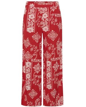 Cream Wide Trousers - Rojo