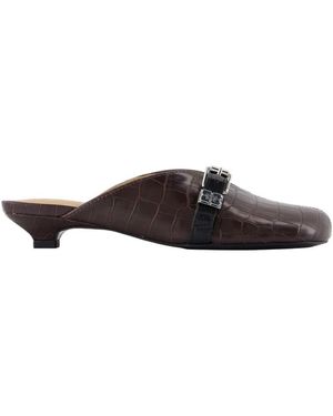 Ganni Croco Sandalen - Braun