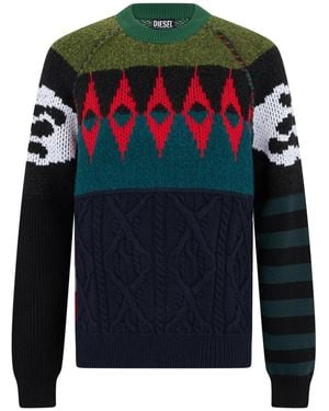 DIESEL Trui Met Geometrisch Patroon - Blauw