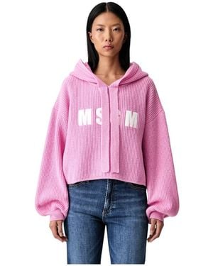 MSGM Hoodies & Sweatvesten ,Roze ,Wol Hooded Pullover - Rood