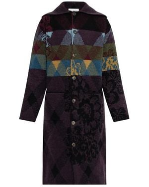Dries Van Noten Truien & Vesten ,Paars ,Wol Masan Lange Vest - Zwart