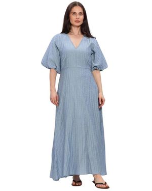 SELECTED Slfmaddie Ss Closed Back Midi Dress - Blauw