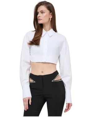 Patrizia Pepe Overhemden ,Wit ,Katoen Katoenen Shirt - Zwart