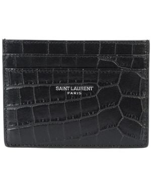 Saint Laurent Zwarte Portemonnee Voor Creditcards Met Zwarte Krokodillenprint