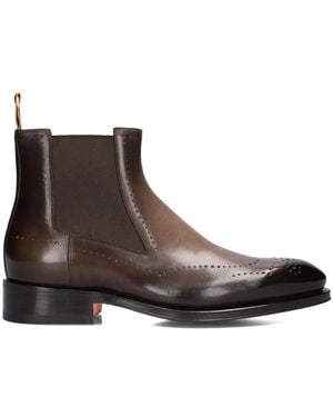 Santoni Chelsea Brogue Boot - Braun