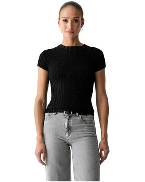 Guess Slim Fit Mock Turtleneck T-Shirt - Zwart