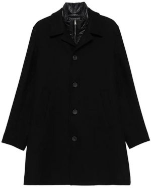 Herno Wollmantel Mit Steppeinsatz - Schwarz