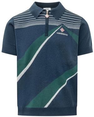 CASABLANCA Tops ,Blauw ,Polo Met Korte Mouwen En Halve Rits