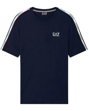 EA7 Gedruid T-Shirt Met Ronde Hals En Korte Mouwen - Blauw