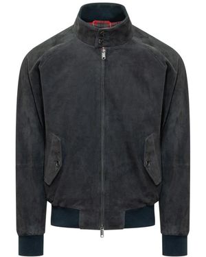 Baracuta Jassen ,Blauw ,Suède G9 Suède Jas - Zwart