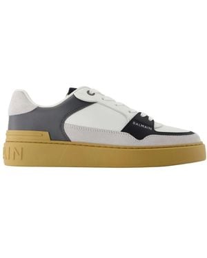 Balmain Graue Ledersneakers
